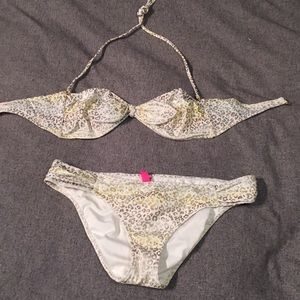 Victoria's Secret Gold, silver and white Bikini